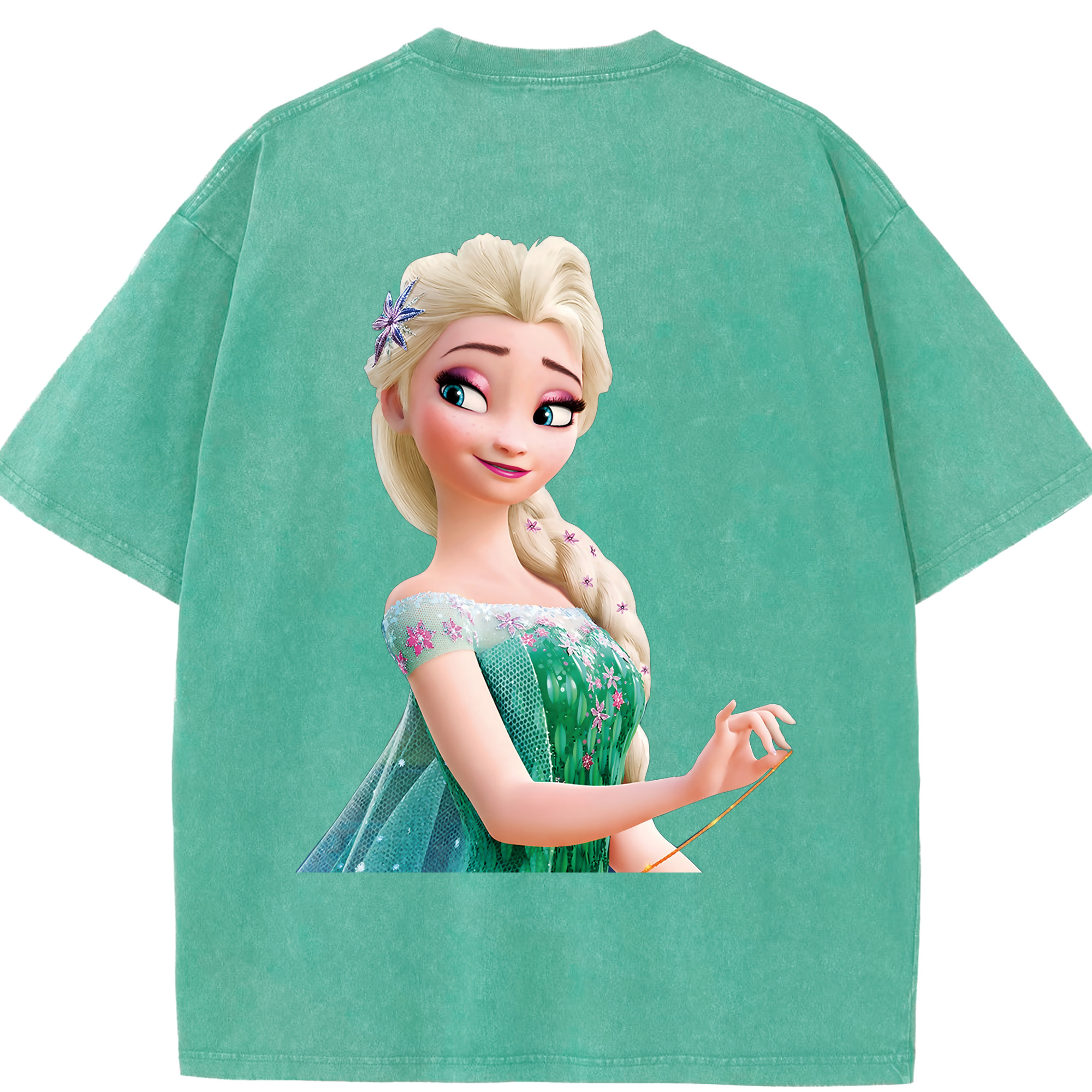 （画像用） アナと雪の女王 アンナ エルサ Frozen Anna Elsa 綿100% ヴィンテージ風 半袖Tシャツ（背面プリント）
